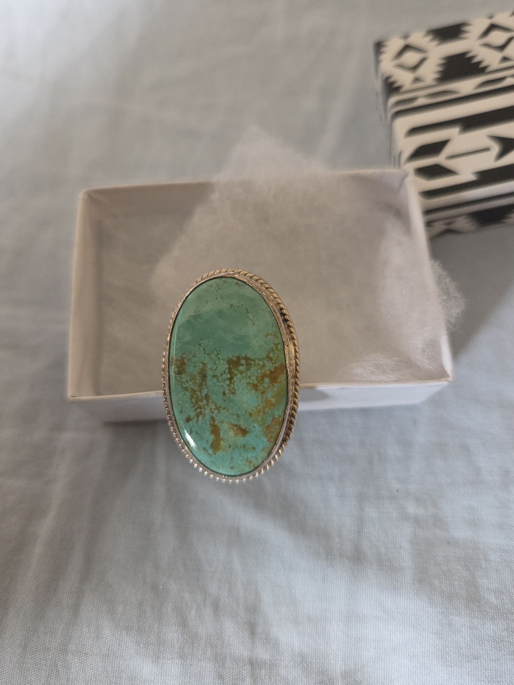 Turquoise Statement Ring - Blue-Green Oval Stone